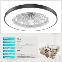 Ventilateurs de plafond LED modernes à 3 couleurs, 12 pouces, 6 vitesses, lumière intelligente à intensité variable, télécommande, profil bas, montage encastré, moteur CC pour chambre à coucher