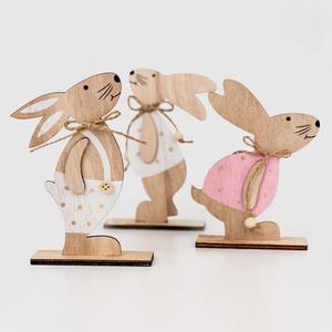 DAMAI Wooden Bunny Centerpiece Tabletop <b>Ornaments</b> in White & Pink, Ideal for <b>Easter</b> Party Decorations - Product Image 3