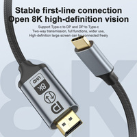 Cable USB C a DP Justlink 8k 60hz, Transferencia de Datos Bidireccional 4k240hz, Cable Tipo-C a DP para Laptop, Computadora de Escritorio, Monitor MacBook