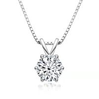 Collier pendentif élégant pour femme avec diamant unique à six griffes, bijoux pour diffusion en direct, cadeau, prêt à l'exportation, en stock