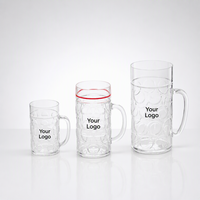 1.2L (2 Pints) Mug Bir Jerman Klasik - Gelas Oktoberfest Plastik Besar Berlekuk dengan Pegangan