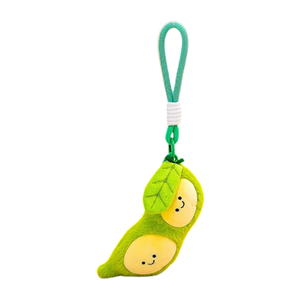 Porte-clés créatif en peluche en forme de coque de <span class=keywords><strong>pois</strong></span>, deux <span class=keywords><strong>pois</strong></span> souriants dans une coque, pendentif rembourré, breloque de sac verte unique - Product Image 1