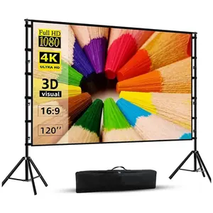 Projector Movie Screen with Stand 4K HD16:9, Foldable Tripod Stand Projection Screen 100 Model 1 for Home Theater Backyard