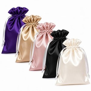 Sac cadeau personnalisé en satin avec cordon de serrage, 5 couleurs, pochette à bijoux pour mariage, logo OEM, emballage de luxe, sac de rangement pour extensions de cheveux, fabrication en usine - Product Image 1