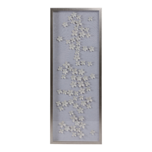 Décoration murale moderne en relief avec fleurs dimensionnelles, encadrée, pour salon et chambre à coucher - Product Image 1
