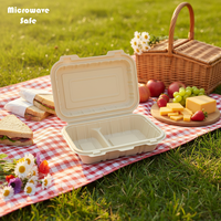 Fabrieksgemaakte 2-delige clamshell voedselveilige MFPP 800ml container met scharnier, magnetronbestendig, recycleerbaar, herbruikbaar lunchbox