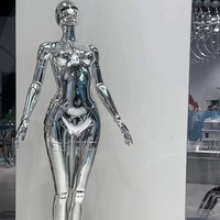 Affiche commerciale sur mesure Décoration de jardin extérieure Sculpture en acier inoxydable de robot féminin