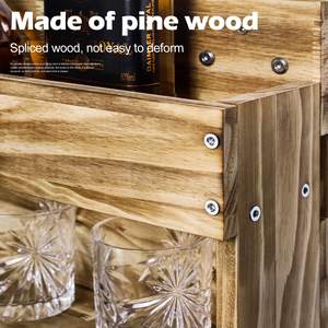 Étagère à <span class=keywords><strong>alcool</strong></span> en bois suspendue murale en bois avec <span class=keywords><strong>porte</strong></span>-bouteilles <span class=keywords><strong>porte</strong></span>-verres à pied - Product Image 2