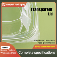 Boîte à clapet transparente en PET de qualité alimentaire, jetable, pour salades, sandwichs, pizzas, fruits, sushis, plats à