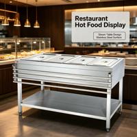 Bain-marie professionnel robuste en acier inoxydable OUTE 4 bacs, sur pied, avec armoire de rangement pour restaurant