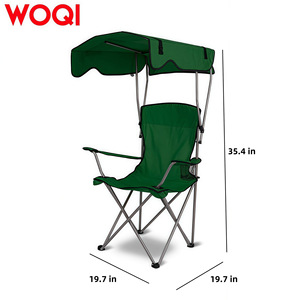 Silla Plegable Woqi con Parasol, Silla de Playa Portátil Verde con Reposabrazos y Portavasos para Uso en Exteriores - Product Image 5