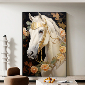 Cornice di decorazione per la casa moderna all'ingrosso della fabbrica arte parete animale cristallo porcellana diamante immagine di <span class=keywords><strong>vetro</strong></span> astratto pittura di cavallo - Product Image 6