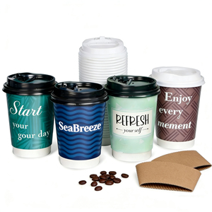 Gobelets à café jetables en carton personnalisés avec logo, 8 oz, 12 oz, 16 oz, à paroi simple ou double, pour boissons chaudes, avec couvercle - Product Image 4