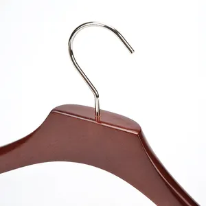 Custom Brand Hanger Premium Hotel Luxury Cherry Wooden Coat Hanger For Display