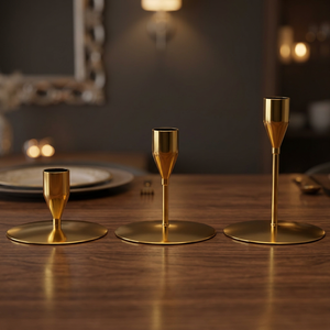 Portavelas de latón metálico de acento para el hogar, candelabro de boda de lujo para Decoración de mesa de cena de Navidad, molde de vela de Navidad elegante - Product Image 5