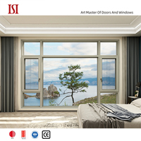 Cadre de fenêtre en aluminium au design moderne de grande marque avec fenêtre à battant en verre trempé pour usage extérieur d'appartement et d'hôtel