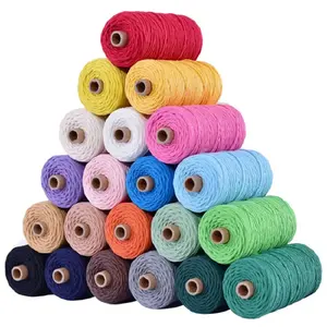Gran oferta, venta al por mayor, 2mm, 3mm, algodón trenzado colorido, cuerda de macramé artesanal DIY