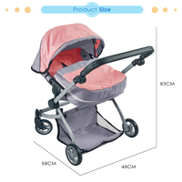 Poussette double Dollri Starri Deluxe avec siège convertible, roues avant pivotantes et guidon réglable, jouets pour poussette