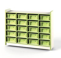 Meuble de rangement scolaire universel en bois contemporain coloré, durable et écologique pour enfants