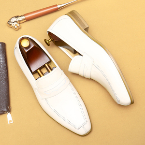 Chaussures en cuir décontractées pour hommes, style britannique, best-seller, en cuir de vachette véritable blanc beige, disponibles en grandes tailles - Product Image 4