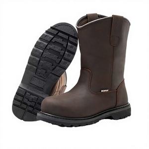 Welted Waterproof Crazy Horse Leather <b>Wellington</b> Work Boots Steel Toe Anti-Impact Anti-Puncture <b>Men</b> Winter Spring - Product Image 3