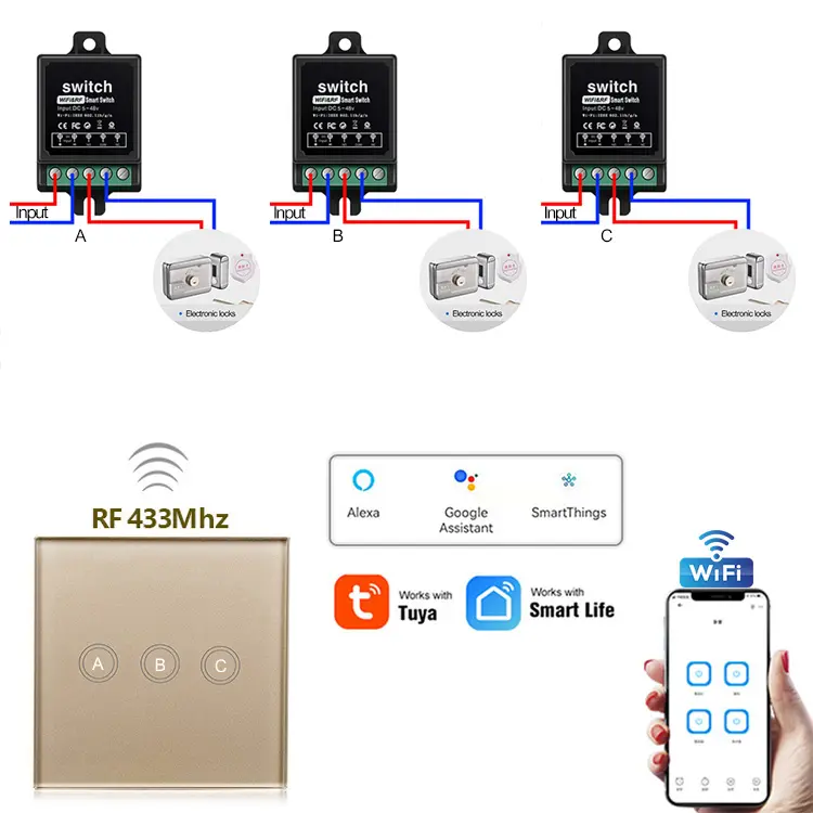 Công Tắc Điều Khiển Từ Xa Không Dây Rf 1/2/3 Gang 3 Chiều 24 Volt Công Tắc Wifi Thông Minh Tuya Công Tắc Thông Minh Wifi Mini Tuya