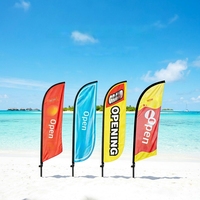 Drapeau plume transfrontalier en gros, design goutte d'eau court, bannière publicitaire pour extérieur, magasin de détail, camion de restauration - MAINTENANT DISPONIBLE
