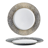 Nouvelle Arrivée 2026 – Ensemble de Plats de Dîner en Céramique Luxe Or Texture Rayonnante Effet Soleil pour Restaurants et Hôtels Haut de Gamme