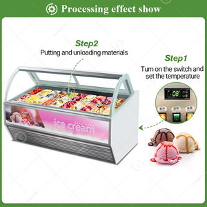 Vitrina expositora de helados y paletas, congelador de 16 bandejas, económica, con cristal curvo, mini vitrina de gelato rígida - Product Image 5