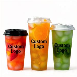 Gobelets jetables personnalisés avec logo imprimé, 90 mm, en PP transparent/givré, écologiques, pour boissons froides et chaudes, avec couvercles et pailles – Vente en gros - Product Image 1