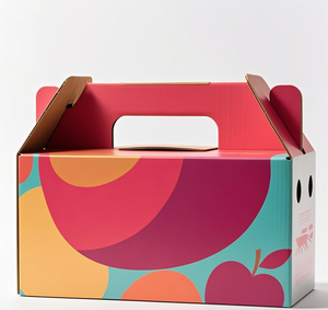 Benutzer definiertes Logo Fabrik Großhandel Karton mit großer Kapazität Tragbare Obst verpackungs boxen mit Griff boxen Kraftpapier-Geschenk box - Product Image 5