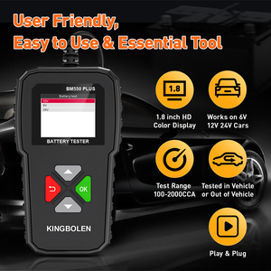 Kingbolen BM550 PLUS Probador de Baterías de Coche 6V 12V 24V, Analizador Interno de Motor AC de 100-2000 Voltios y 2Ah-220Ah, BM550 PLUS - Product Image 4