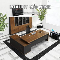 Bureau de direction en bois en forme de L, style moderne et luxueux, mobilier de bureau pour PDG et managers, nouveau style chinois, table d'étude en bois grainé