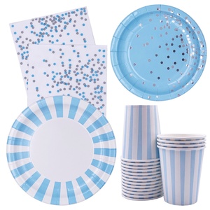 ชุดจานกระดาษลายริ้วสีชมพูกล้วยไม้แบบคลาสสิก สำหรับงานเลี้ยงต้อนรับเด็กแรกเกิด งานวันเกิด และงานเลี้ยงอื่นๆ - Product Image 2