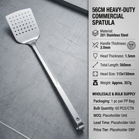 Spatule en acier inoxydable brillant, résistante au lave-vaisselle, à long manche, grande taille, pour la cuisine des hôtels et restaurants