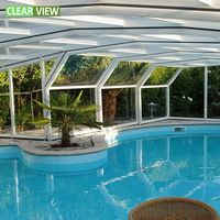 Enceintes de piscine rétractables en polycarbonate et aluminium CLEARVIEW, véranda commerciale