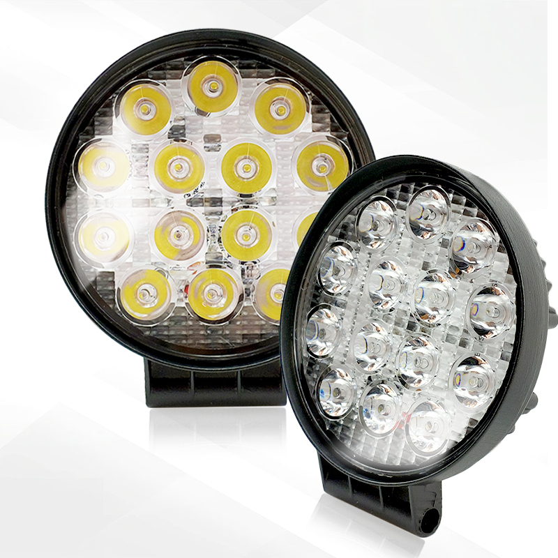42W 14LED Work Light LED Car Front Fog Light 12V 24V Truck SUV 4X4 4WD Engineering Headlights Off-road Round Headlamp