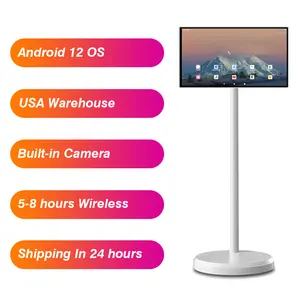 2024 New Upgrade 21.5 Inch Mobile Tv AndroidOS White Smart Movable Tv Screens 27 32 Inch Stand By Me Portable Touch Screen Tv