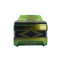 Accordéon JB3412D 34 Boutons 12 Basses 5 Registers Corps Vert Orange Caméléon Diatonique Grille Noire Dorée Boutons Dorés