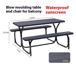 طاولة نزهة مستطيلة قابلة للطي، أثاث متعدد الاستخدامات للداخل والخارج متين مع مقعد مزدوج - Product Image 2