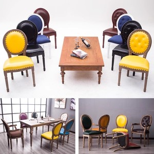 American-Style Distressed Vintage Solid Wood Dining <strong>Chair</strong> Modern Round-Backed Armchair for Home Restaurant Use European-Style - Product Image 3