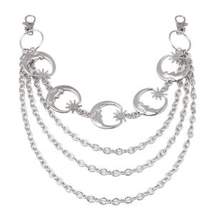 Cadena corporal geométrica de varias capas Moon para mujer, cadena de cintura estilo punk de aleación de zinc para uso diario - Product Image 5
