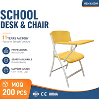 Chaise de conférence pliable rembourrée en plastique durable pour salle de classe, réunion, avec tablette intégrée, ergonomique, empilable, écologique, pour l'école