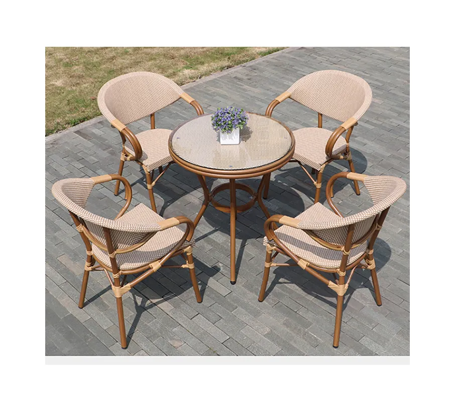 Miglior prezzo di alta qualità nuovo design mobili da giardino rattan da esterno sedia da pranzo in bambù set da esterno per bar