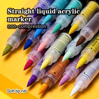 Marqueurs de peinture acrylique KHY 48 couleurs, contrôle automatique de l'encre avec pointe de pinceau souple, stylos de peinture acrylique pour la peinture sur roche, toile, bois