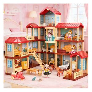 Accesorios de Muebles de Plástico en Miniatura para Casa de Muñecas, Kit de Exhibición DIY con Estufa, Silla, Ventanas, Puertas, Vidrio e Iluminación a Escala para Juguetes - Product Image 1