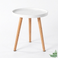Table d'appoint ronde en bambou avec pieds trépieds, plateau moderne de style simple, bord surélevé anti-déversement, table d'appoint de canapé