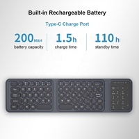Keyboard Bluetooth lipat, dengan Touchpad dapat diisi ulang ukuran penuh Ultra ramping saku Keyboard lipat untuk Android Windows IOS
