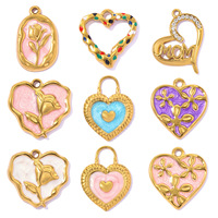 Nouveau Pendentif Cœur d'Amour Fleur Rose en Acier Inoxydable Personnalisable DIY 2026 pour Fabrication de Bijoux Colliers Accessoires Vente en Gros