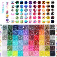 Lot de strass électroplaqués multicolores 60-48-40 pour nail art, effet stroboscopique, pour DIY